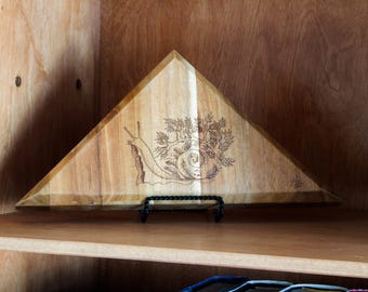Caracol de árbol - Arte artesanal de pared o mesa, pirograbado (quemado en madera) hecho a mano