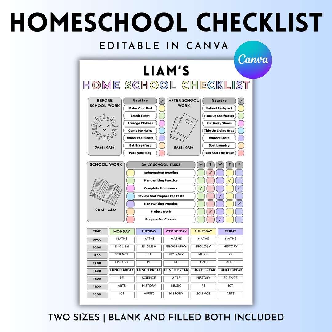 Editable Homeschool Planner Template | Printable Daily Schedule ...