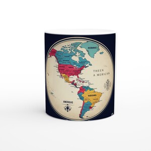 Taza exclusiva con el mapa de las Américas | Taza de viaje estilizada | Regalo único para amantes del mundo | Cerámica premium