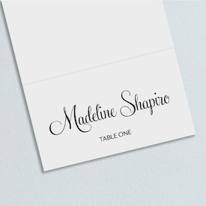Tented or Flat Place Cards or Escort Cards with Optional Meal Choice Icons, Custom Colors Available