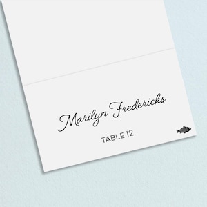 Tented or Flat Place Cards or Escort Cards with Optional Meal Choice Icons, Custom Colors Available