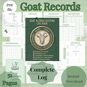 Goat Record Keeping Log Book: Farm & Milk Records (PDF Download)