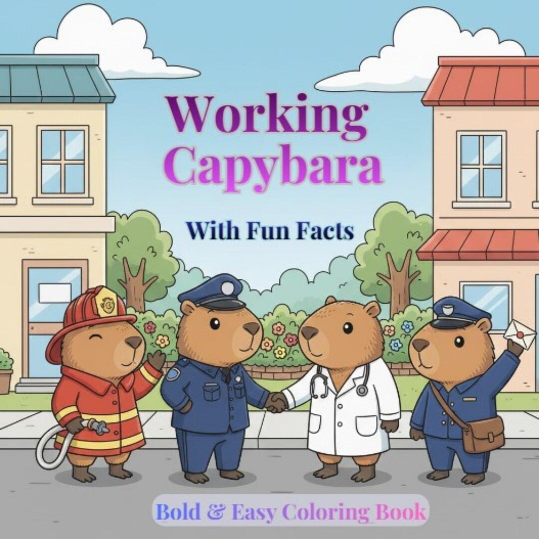 Cute Working Capybara Coloring Book, 60+ Cozy Kawaii-style for Kids ...