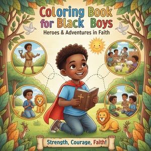 Bible Verse Coloring Book for Black Boys: 60 Unique Christian Images (PDF Download)