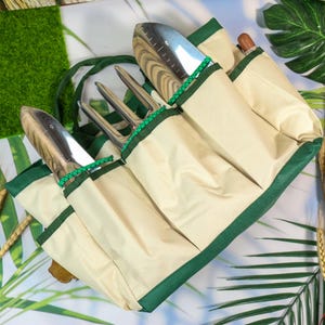 Custom Engraved Garden Tool Set in Canvas Tote - 3 Stainless Steel Tools,Perfect Gift for Gardeners, Mom, Grandma,Mother's Day, Housewarming
