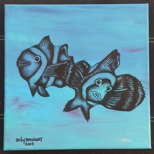 Clown Fish  12&quot; x 12&quot; Acrylic and Black Colored Pencil