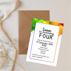 DIGITAL DOWNLOAD | Balloon Party Invitation | Birthday Party | Birthday Invite | Girls/Boys Party Invite | Birthday | Personalised Invite |