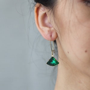 Emerald Green Art Deco Earrings, Vintage Deco Earrings, May Birthstone, Emerald Gift, May Birthday Gift, EMERALD DECO EARRINGS image 4