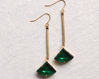 Emerald Green Art Deco Earrings ... May Birthstone Earrings