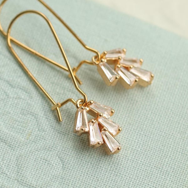 Pendientes colgantes de cristal estilo Art Déco, delicadas joyas para bodas de los años 20.