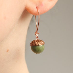 Acorn Earrings, Moss Green Acorns, Jewelry for Fall, Autumn Earrings, Gift for Nature Lovers, Gift for Women, OLIVE ACORN EARRINGS