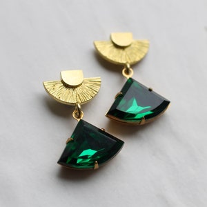 Green Art Deco Earrings, Emerald Green Art Nouveau, Forest Green, 1920s Gatsby, Malachite Jade Green, May Birthstone EMERALD DECO POST