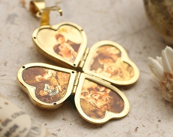 Foto-Medaillon-Halskette, personalisiertes Herz-Medaillon, personalisiertes Geschenk zum Muttertag, Gold-Gravur-Halskette, Gedenk-Halsketten-Medaillon, F&F