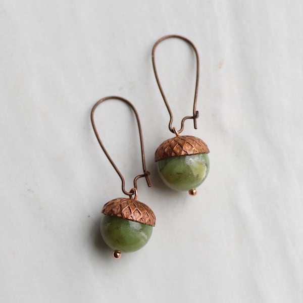 Pendientes de Bellota, Bellotas Verde Musgo, Joyas para Otoño, Pendientes de Otoño, Regalo para Amantes de la Naturaleza, Regalo para Mujer, PENDIENTES DE BELLOTA DE OLIVO