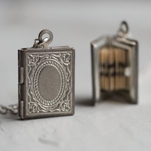 Collar con medallón de libro personalizado con foto, medallón victoriano, collar de regalo para amantes de la lectura, propuesta de regalo única y considerada LKSP-5
