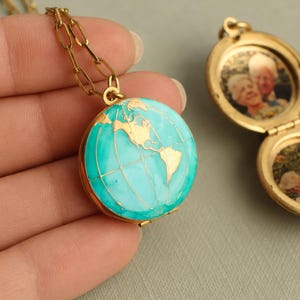 World Map Locket Necklace: Personalised Graduation Travel Gift LKGP-35