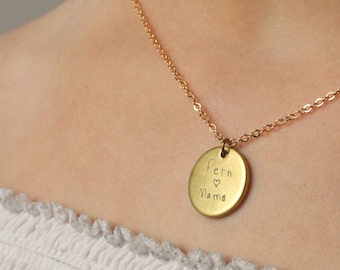 Personalized Handwriting Necklace, Mother's Day Daughter Necklace, Engraved Customized Pendant, Actual Handwriting, HANDWRITING DISC