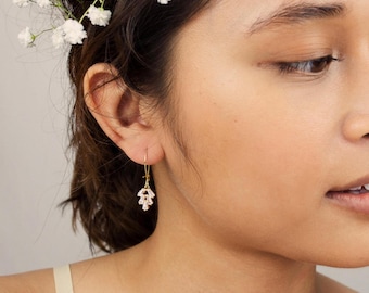 Art Deco Bridal Earrings, Dainty Crystal 1920s Drop Dangle Earrings