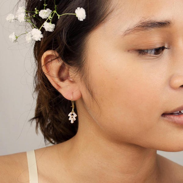 Art Deco Brautohrringe, zierliche Kristallohrringe 1920s Tropfen Ohrringe