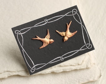 Swallow Bird Oorbellen, Koper Rose Gold Stud Posts, Bird Studs, Bird Post Oorbellen, Swallow Oorbellen, Bruids Studs, SWALLOW STUDS