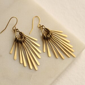 Gold Art Deco Earrings, Gold Brass Fringe Earrings, Bohemian Earrings, Gold Chandelier Earrings, Statement Earrings DECO FRINGE EARRINGS image 2