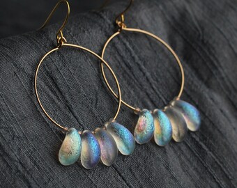 Opal Hoop Earrings, Opal Statement Earrings, October Birthstone, October Birthday Gift, Beaded Hoop Earrings, OPAL HOOPS CIRCLE