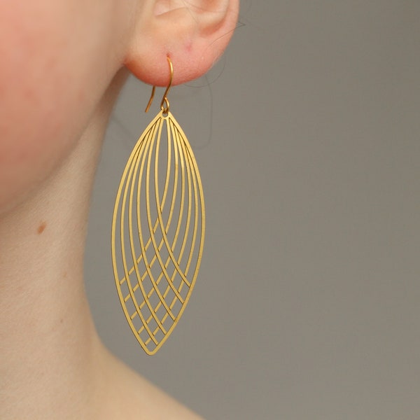 Art Nouveau Earrings, Modern Geometric Teardrop Earrings, Gold Drop Earrings, Gift for Women, NEW NOUVEAU EARRINGS