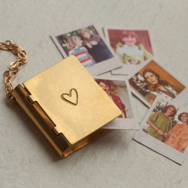 Family Photo Album Locket, Polaroid Photo Locket Necklace, Personalised Photo Necklace, Wedding Album Gift, Engraved Customized, SYMPOLAROID