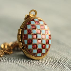 Antiek Victoriaans emaille turkoois medaillon: gepersonaliseerd miniatuursieraden cadeau LKGP-2