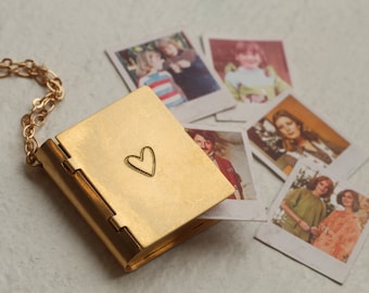 Medaglione per album di foto di famiglia, Collana con medaglione per foto Polaroid, Collana fotografica personalizzata, Regalo per album di nozze, Inciso personalizzato, SYMPOLAROID