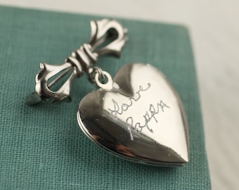 Zilveren medaillon broche pin met foto's, gepersonaliseerde hart broche, dochter cadeau, medaillon militaire broche pin, SlVER MED hart broche