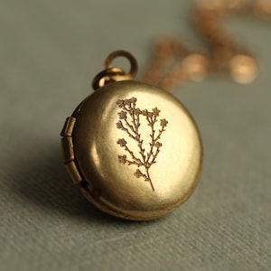 Gold Locket with Photos, Tiny Round Locket Necklace, Custom Photo Necklace, Personalized Engraved Locket, Unique Thoughtful Gift LKGP-23