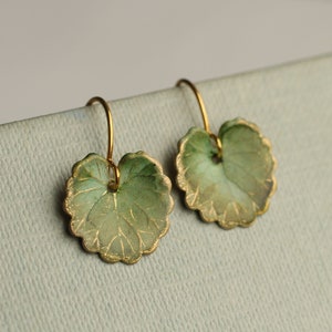 Green Leaf Earrings, Art Nouveau, Olive Green, Earrings for Fall, Gift for Sister Best Friend, Artisan Earrings, Gift for 30th 40th Birthday