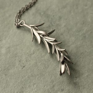 Silver Rosemary Leaf Necklace: Realistic Botanical Jewelry