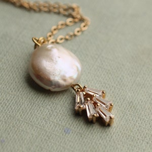 Art Deco Pearl Drop Necklace: Bridal Bridesmaid Jewelry