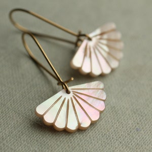 Art Deco Mother of Pearl Earrings: Bridal Wedding Jewelry