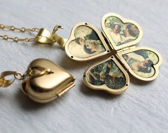 Collana con medaglione a cuore con foto, collana con medaglione con foto, collana commemorativa, medaglione a cuore d'oro, regalo personalizzato per la moglie... F&F