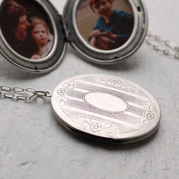 Personalised Locket, Silver Victorian Locket, I Miss You Gift Customized Locket, Photo Jewelry Victorian Locket, Silver Locket, Gift for Mom