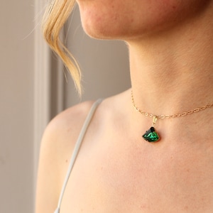 Emerald Green Art Deco Pendant, Jewel Fan Necklace, Matching Earrings May Birthstone, Emerald Gift, May Birthday, EMERALD DECO NECKLACE image 1