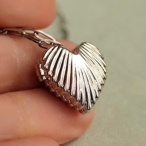 Collar con foto y corazón de plata: colgante grabado personalizado LKSP-330