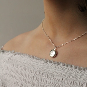 Silver Photo Locket Necklace: Tiny Personalized Engraved Choker LKSP-9