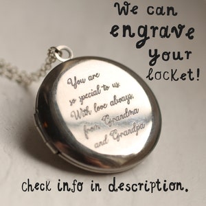 Silver Locket with Photos, Personalised Photo Locket, Simple Silver Locket, Engraved Necklace, Memorial Necklace Locket, MEDIUM SILVER ROUND image 7