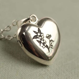 Collar con medallón de corazón de plata esterlina personalizado, medallón con foto grabada, LKST-18