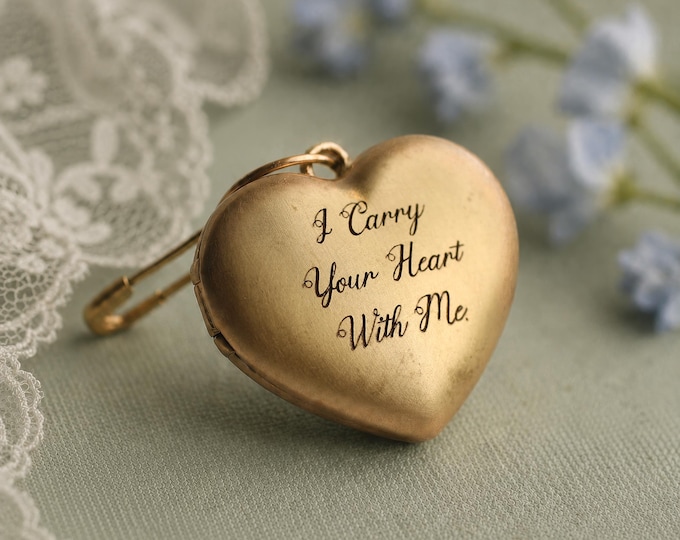 Personalized Bridal Bouquet Locket Charm: Heart Photo Pin Brooch, Memorial Gift for Wedding, LKGP-65