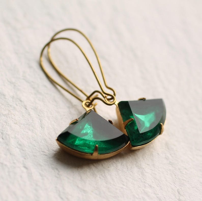 Emerald Green Art Deco Earrings, Vintage Deco Earrings, May Birthstone, Emerald Gift, May Birthday Gift, EMERALD DECO EARRINGS image 9