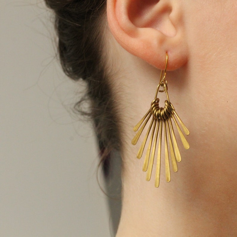 Gold Art Deco Earrings, Gold Brass Fringe Earrings, Bohemian Earrings, Gold Chandelier Earrings, Statement Earrings DECO FRINGE EARRINGS image 5