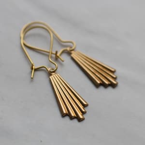 Gold Art Deco Earrings, Art Nouveau Earrings, Gold Drop Earrings, Gift for Women, Geometric Chrysler Vintage Modern, CHRYSLER EARRINGS image 1