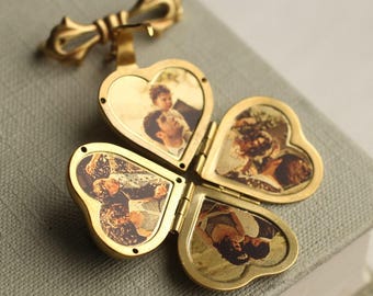 Photo Locket Bridal Bouquet Brooch: Personalized Locket Pin for Wedding, LKGP-3