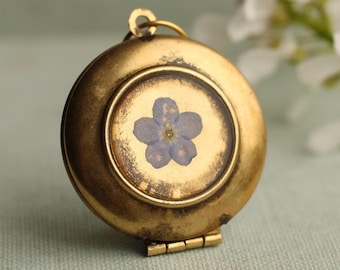 Forget Me Not Locket Pin: Personalized Wedding Bouquet Brooch, Photo Keepsake, LKGP-26