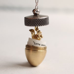 Acorn Locket, Acorn Necklace, Secret Message Locket, Squirrel Necklace, Personalized Necklace, Best Friend Gift, Proposal, ACORN LOCKET image 3